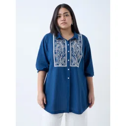 Diza by Westside Indigo Embroidered Cotton Tunic image 1