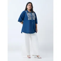 Diza by Westside Indigo Embroidered Cotton Tunic image 3