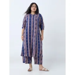 Diza by Westside Indigo Striped A-Line Kurta-picture-11