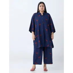 Diza by Westside Navy Flamingo Design A-Line Kurta-picture-26