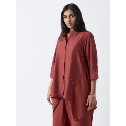 Diza by Westside Rust Embellished Asymmetric Tunic-picture-16