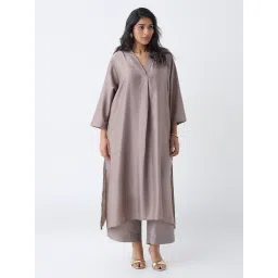 Diza by Westside Taupe Embellished A-Line Kurta-picture-34
