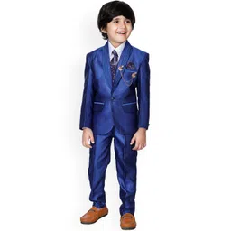 DKGF FASHION Solid Blue 4-Piece Party Suit-picture-51