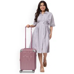 DKNY STACK LOGO Range Metallic Pink Hard 22" Cabin Luggage-picture-36