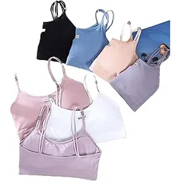 dkoale Women Bra - Girls Bra Cotton Padded Bra Sports Bra (Full Coverage, Removable Padded) Free Size (Pack of 2), Size (28-30-32)-picture-46