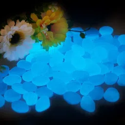 DKWIN 100PCS Radium Glossy Luminous Pebbles Glow Stones Indoor, Outdoor Decoration Stones, Glow Rocks Powered by Light or Solar image 5