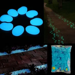 DKWIN 100PCS Radium Glossy Luminous Pebbles Glow Stones Indoor, Outdoor Decoration Stones, Glow Rocks Powered by Light or Solar image 4