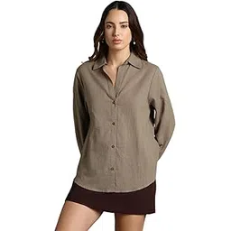 dl woman Cotton Oversized Textured Full Sleeve Women Shirt-picture-38