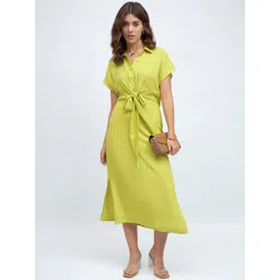 DL Woman Tie-Up Shirt Style Midi Dress-picture-24