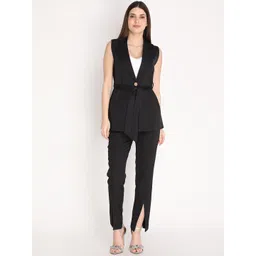 Dlanxa Women Black Solid Single Breasted 2-Piece Formal Suits-picture-33