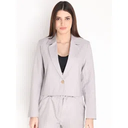 Dlanxa Women Grey Solid Single-Breasted Blazer-picture-37