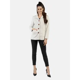 Dlanxa Women White Solid Fleece Tailored Jacket-picture-35