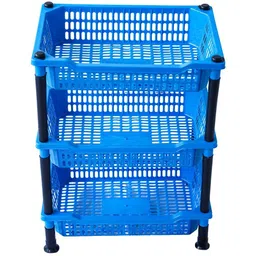 dm plus Durable Rectangle Plastic Basket for Fruits and Vegetables Plastic Kitchen Trolley-picture-16