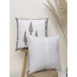 DMAASA Olive Green & White Set of 2 Square Cushion Covers-picture-14