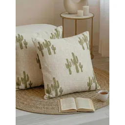 DMAASA White & Green Set of 2 Square Cushion Covers image 2
