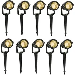D'Mak Aluminium Body Outdoor LED 3 Watts and Spike Focus 'IP65 ' Water Resistant and Adjustable 180° Black Round Garden Lights for Garden, Parking Area, Malls, Patio, (Warm White) - Pack of 10-picture-22