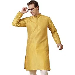 dmore Men's Ethnic Wear Kurta Long Sleeve Traditional Kurta with Mandarin Collar Button Closure for Men Ideal for Weddings & Festivals - Comfortable & Stylish (104-PARENT)-picture-45