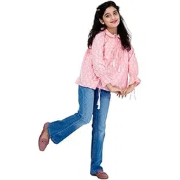 dmp export Girl's Cotton Floral Printed Classic Small Boota Collarad Fashion Sleeve Top-picture-38