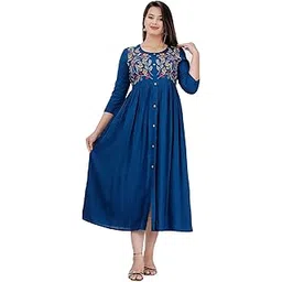 dmp export Women's Rayon Embroidery Work Flared Kurta(Raani)-picture-11