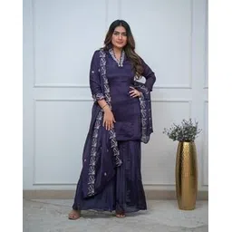 dmunesh fashion Women Embroidered Straight Kurta with Pants & Dupatta-picture-25