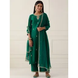 DMUNESH FASHION Women Floral Embroidered Kurta with Palazzo & Dupatta-picture-55