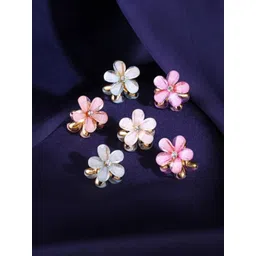 DN ENTERPRISES Women Set of 6 Flower Design Claw Clips-picture-26
