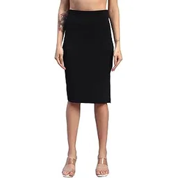dna crafted with love Solid High Waist Bodycon Pencil Slit Skirt for Women | Elastic Waist with Knee Length Skirt Elegance for Women's & Formal wear-picture-40