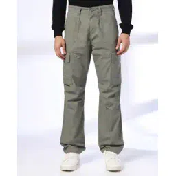 dnmx Men Loose Fit Flat-Front Cargo Trousers-picture-48