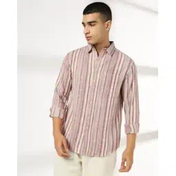 dnmx Men Striped Regular Fit Shirt with Patch Pocket-picture-12