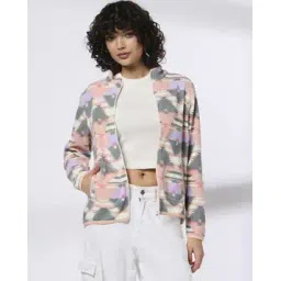 dnmx Women Aztec Print Relaxed Ft Zip-Front Jacket-picture-28