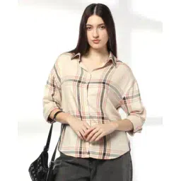 dnmx Women Checked Relaxed Fit Shirt-picture-15