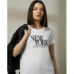 dnmx Women Printed Regular Fit Crew-Neck T-Shirt-picture-51