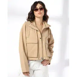 dnmx Women Regular Fit TruckerJacket with Flap Pockets-picture-25