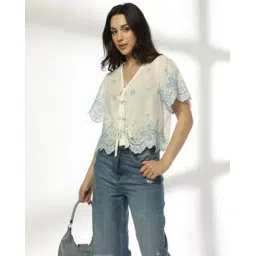 dnmx Women Schiffli Embroidered Relaxed Fit Top-picture-27