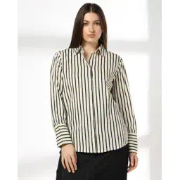 dnmx Women Striped Loose Fit Cotton Shirt-picture-32