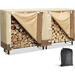 dnswez 8ft Firewood Rack Cover, 600D Oxford Heavy Duty, Weatherproof & Waterproof with Black Storage Bag - Indoor/Outdoor Protection (96" L x 24" W x 42" H)-picture-27