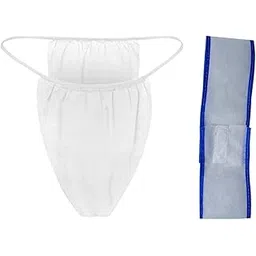 doberyl Pack of 20 Men's Spunlace Disposable Thongs Massage Centers, Spa, Beauty Parlours.Spa, Travelling, Hotels, Hospital with 10 Disposable Headband White-picture-14