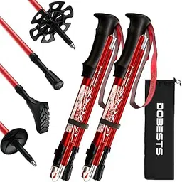 DOBESTS Hiking Poles, Nordic Walking Poles, Aluminium & Carbon, with Extra Rubber Buffer and Carry Bag, Foldable Lightweight Trekking Poles for Men and Women, Adjustable 110 cm - 130 cm, Red-picture-20
