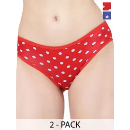 Docare Pack Of 2 Printed Cotton  Hipster Briefs  Yummy Panty-Red-Royal Blue-picture-33