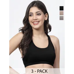 Docare Pack Of 3 Full Coverage Non Padded Workout Bra- All Day Comfort-picture-25