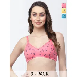 Docare Women Pack of 3 Everyday All Day Comfort Flora Printed Full Coverage Bra-picture-21