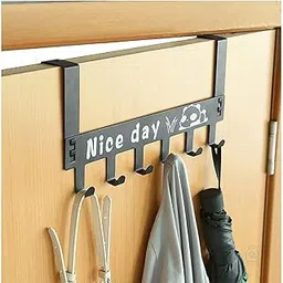 DOCAT Door Hangers for Clothes Hanging Metal Over The Door Hook Hanger with 6 Hook Drill Free Removable Hooks Suitable for Bathroom, Bedroom and Kitchen Door Organizer (Black)-picture-14