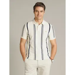 Dockers Beige Cotton Straight Fit Striped Polo T-Shirt-picture-10