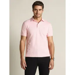 Dockers Light Pink Cotton Straight Fit Texture Polo T-Shirt-picture-23