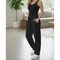 dockstreet Women Solid Black Track Pants-picture-20