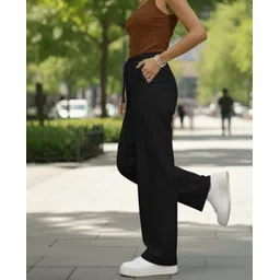 dockstreet Women Solid Black Track Pants-picture-33