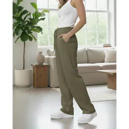 dockstreet Women Solid Olive Track Pants-picture-13
