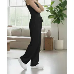 dockstreet Women Solid Black Track Pants image 3