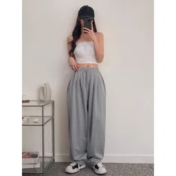 dockstreet Women Solid Grey Track Pants image 4
