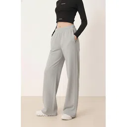 dockstreet Women Solid Grey Track Pants image 1